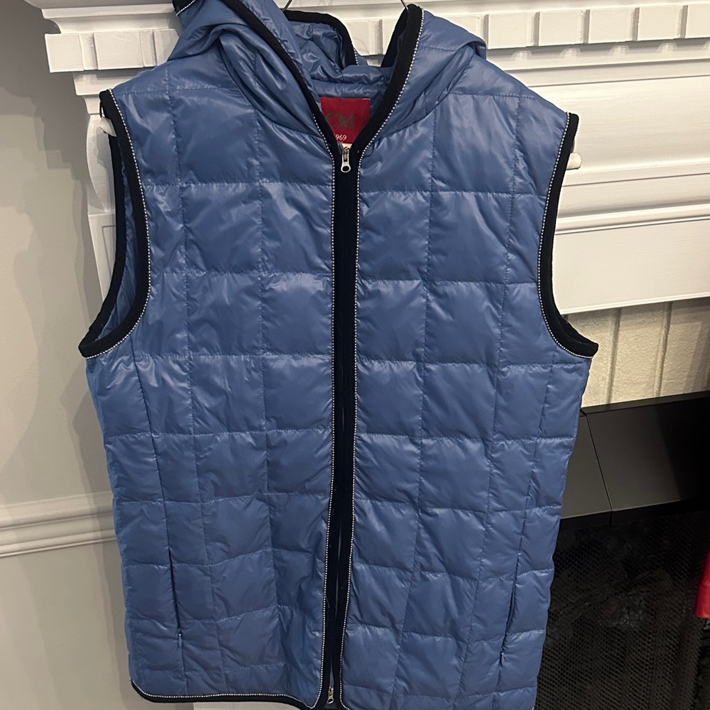 Blue Quilted Hooded Vest
